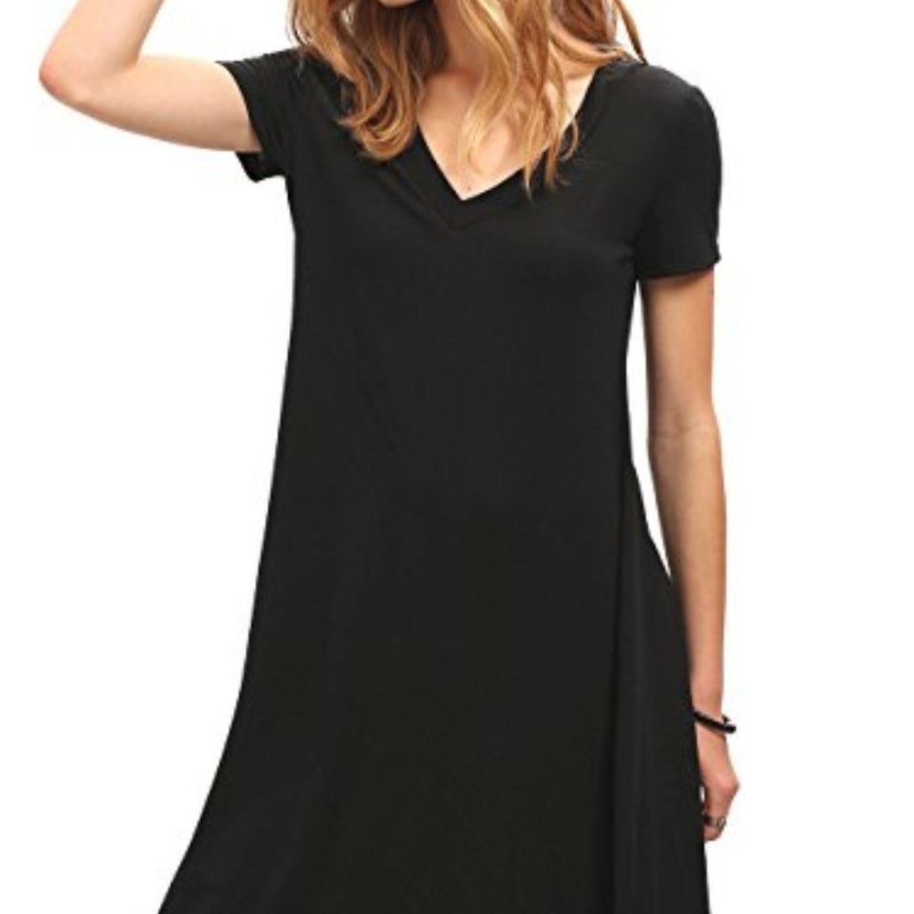 Women's Black Casual T-Shirt Dress